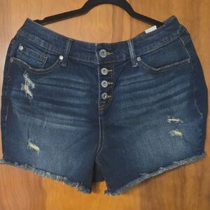 Torrid Dark Blue Distressed Jean Shorts
